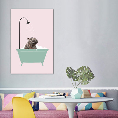 Hippopotame dans une baignoire, art encadré