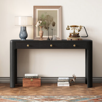 Rustic 52" Curved Console Table With 3 Drawers by Darby Home Co