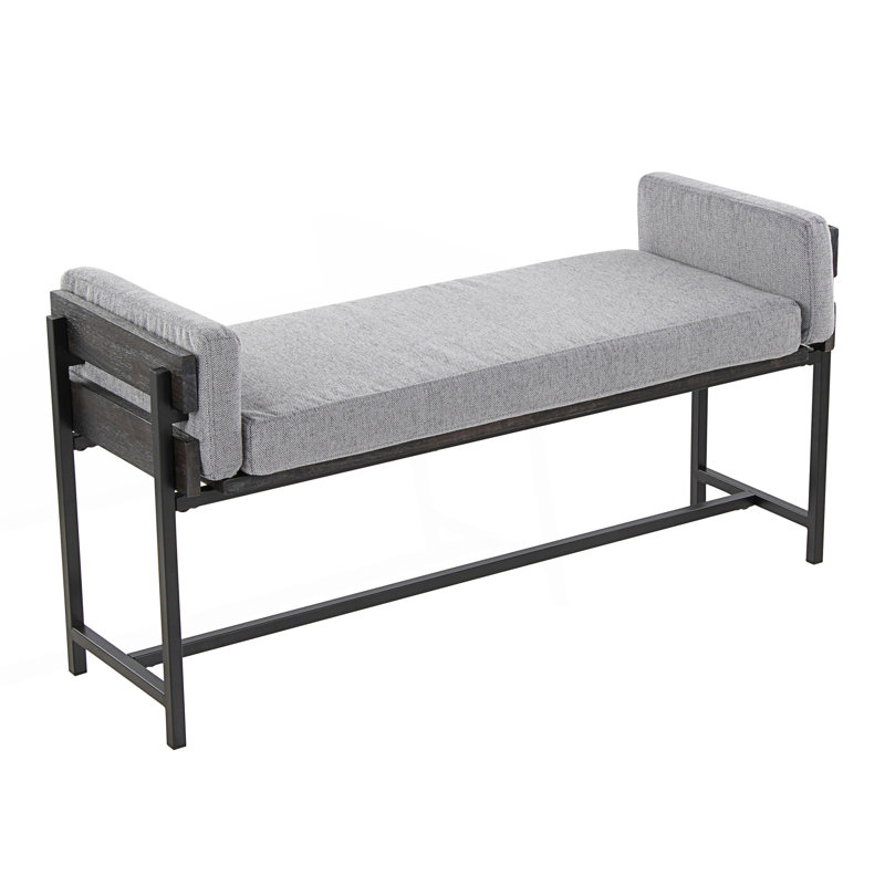 Banc de ferme avec structure en métal, Gris/noir