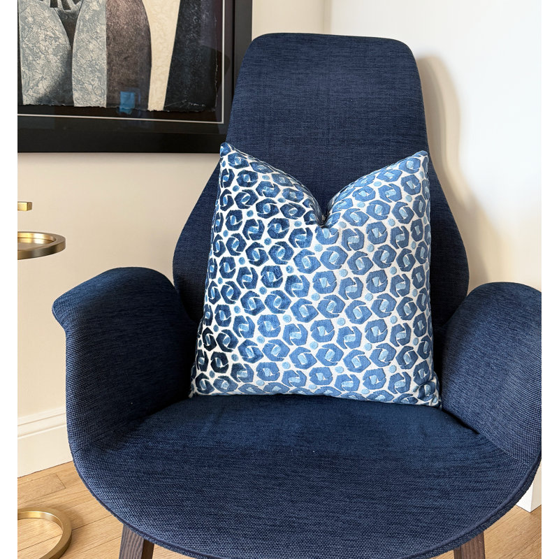 Housse de coussin en velours Broken Rings, Bleu, Carré 22 po