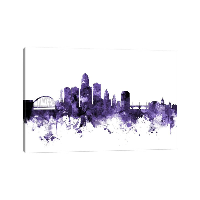 Des Moines, Iowa Skyline by Michael Tompsett - 1 Piece Wrapped Canvas Wall Art, 20.32 cm H x 30.48 cm W