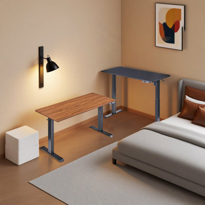 Bureau électrique debout, bureau à hauteur ajustable, bureau assis-debout 24 po x 48 po, plateau en acajou