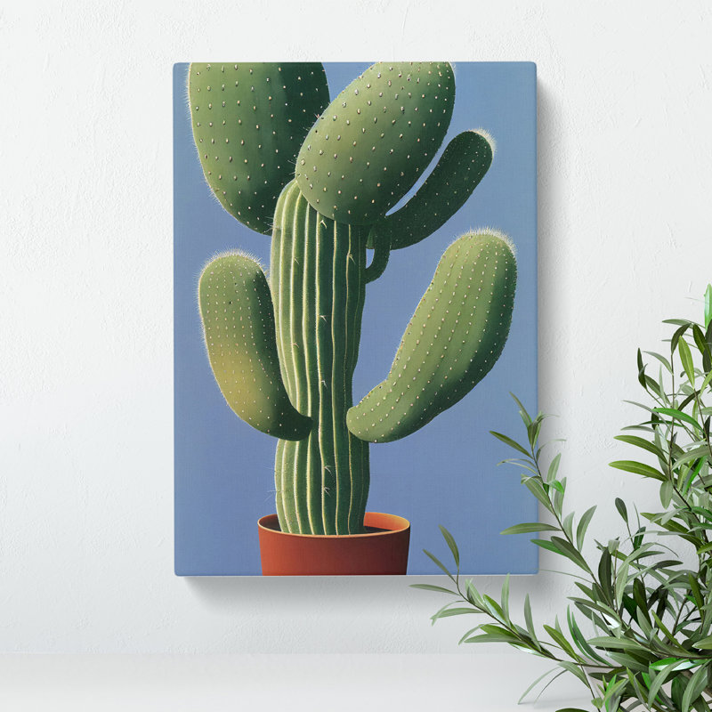 Cactus Plant - Print, Wrapped Canvas, 50cm H x 35cm W x 3cm D, No Matte