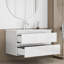Ensemble de meuble-lavabo avec lavabo, armoire avec 2 grands tiroirs, système de fermeture en douceur, 2 grands tiroirs, conception sans poignée, assemblage facile, blanc brillant-22826309