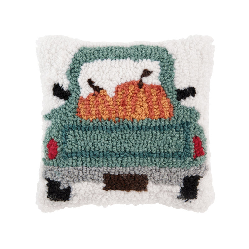 Pumpkin in Truck Fall Hooked Pillow