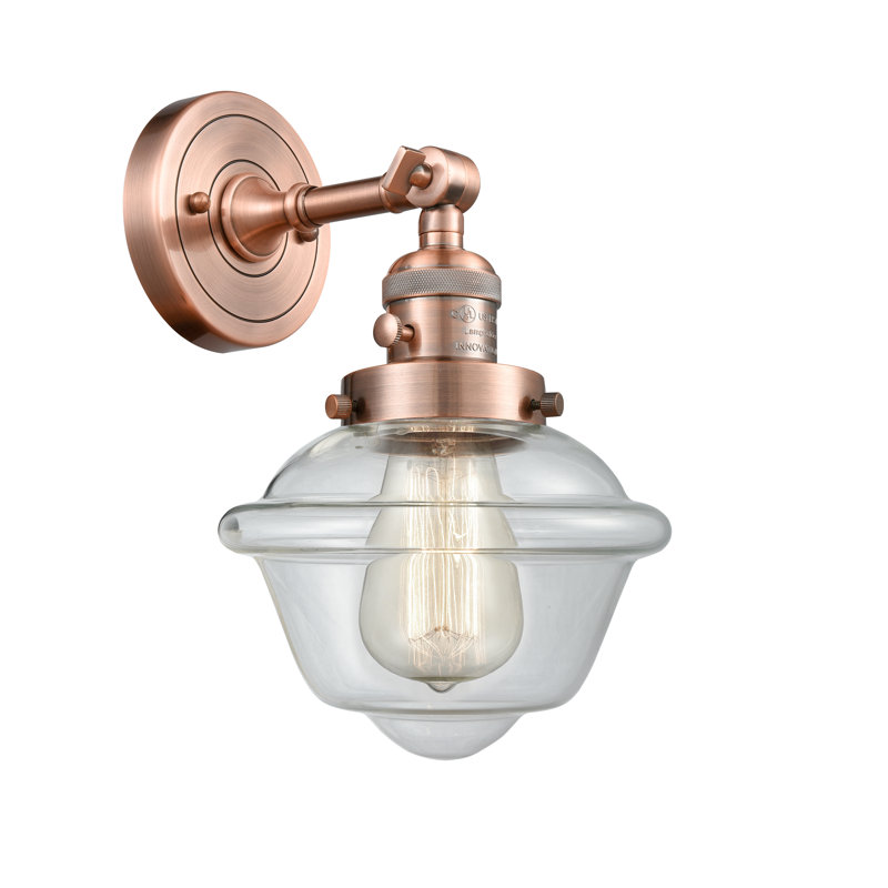 Agosto Armed Sconce, 3.5 Watt Vintage LED Bulb, Clear, Antique Copper