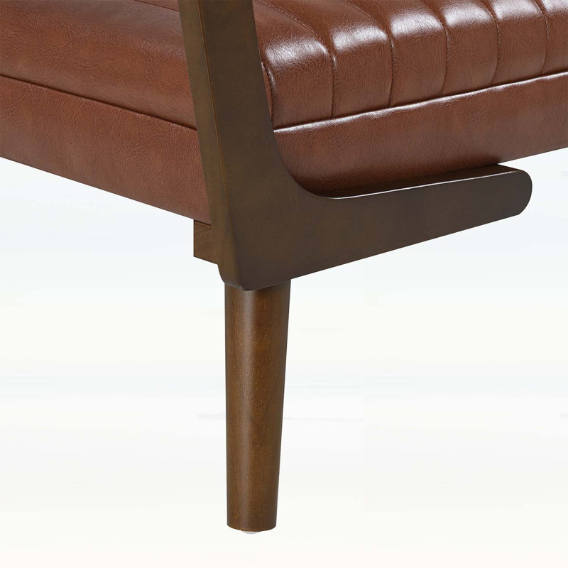 Banc moderne avec pieds en bois de noyer, Cognac