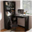 Bureau d'ordinateur avec armoires en verre et lumières DEL intégrées, bureau de coin en L avec ports de chargement USB, plateau à clavier, conception ergonomique pour les espaces de travail à domicile et en entreprise (noir)-661557068