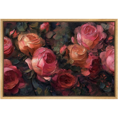Vintage Rose Bouquet Art - Pictures Extra Large Framed Canvas Print Wall Art