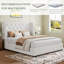 Ensemble de chambre à coucher avec lit à oreilles en velours et 2 tables de chevet à oreilles-1207476429-1207476467