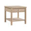 Table de bout polie avec tiroir et tablette ouverte en bois naturel