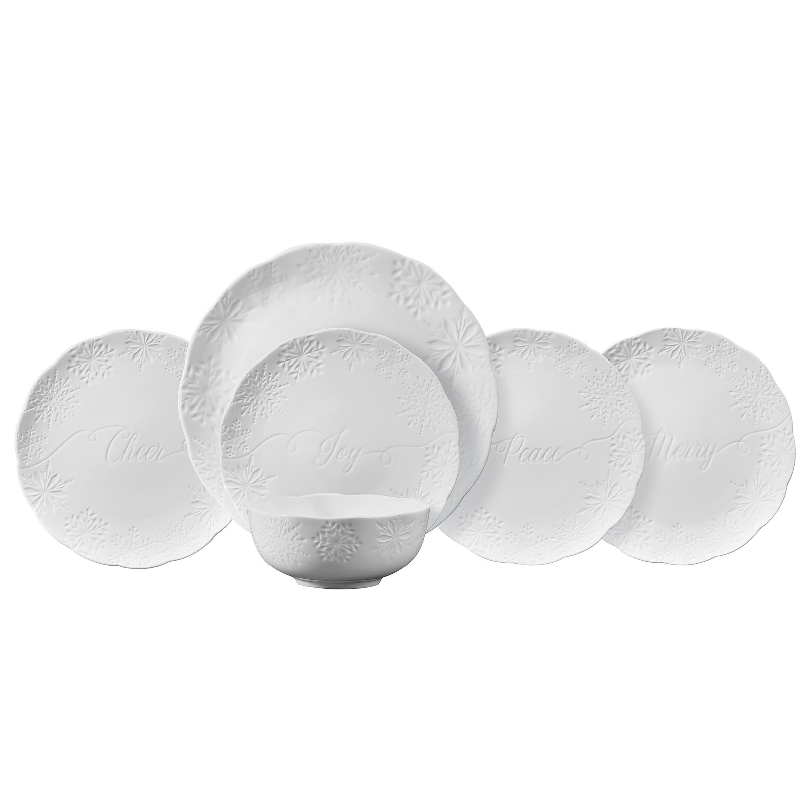Mikasa Debossed Snowflake 12-Piece Dinnerware Set, Service for 4
