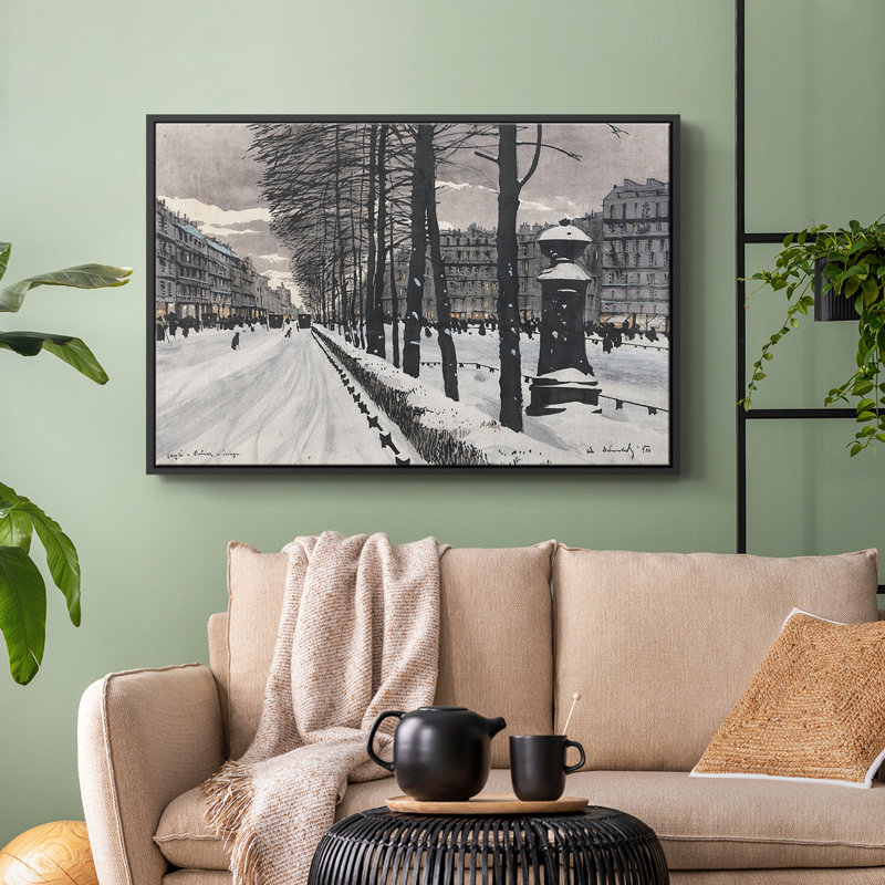 Paysage rétro - CCL XXI, H 25 po x l 37 po x P 2 po, Toile avec cadre flottant noir