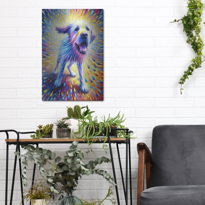  «Shake It Off Pooch» par Rich Monet, art mural en métal, 12 po x 16 po
