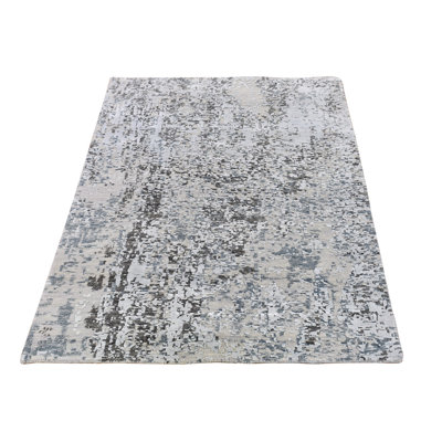 Tapis noué à la main en laine et soie à motif abstrait 3 pi x 5 pi A5F59D2CE5BA4E02A738B0E73A932274