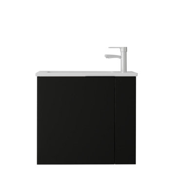 Ensemble de meuble-lavabo mural 22 po avec lavabo et portes à fermeture en douceur pour petites salles de bain
