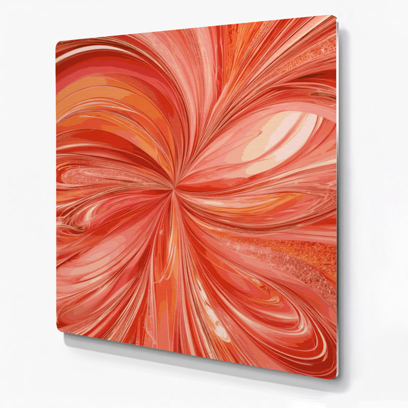 Digital Abstraction 15 Orange Metal Wall Art, 12" H x 12" W