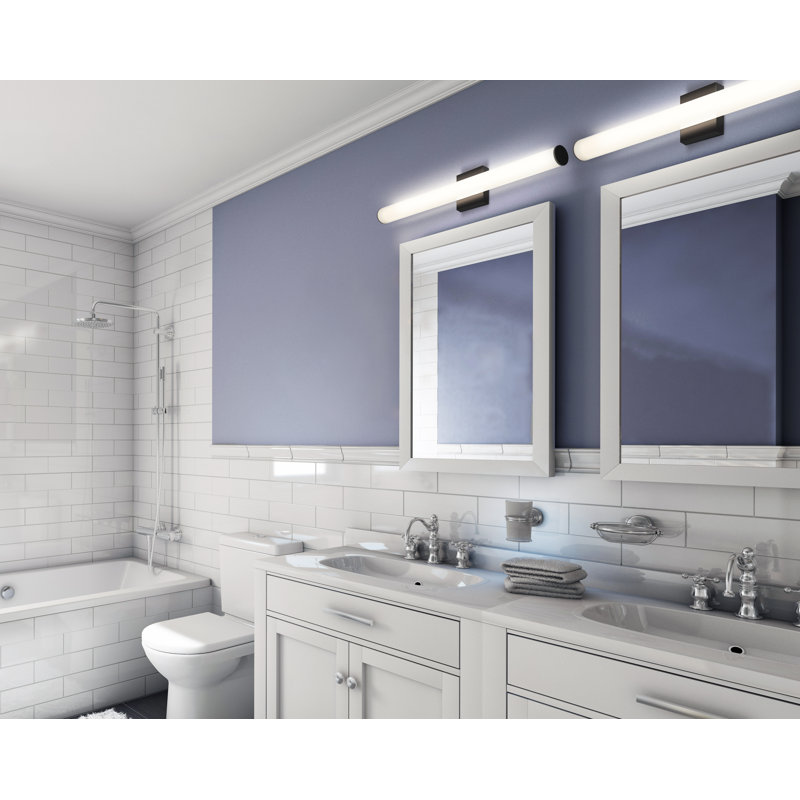 Éclairage pour meuble-lavabo rond 27W Stepridge, Noir mat, H 2,5 po x l 36 po x P 2,5 po