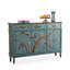 Banc de rangement bleu en bois manufacturé-1173320644