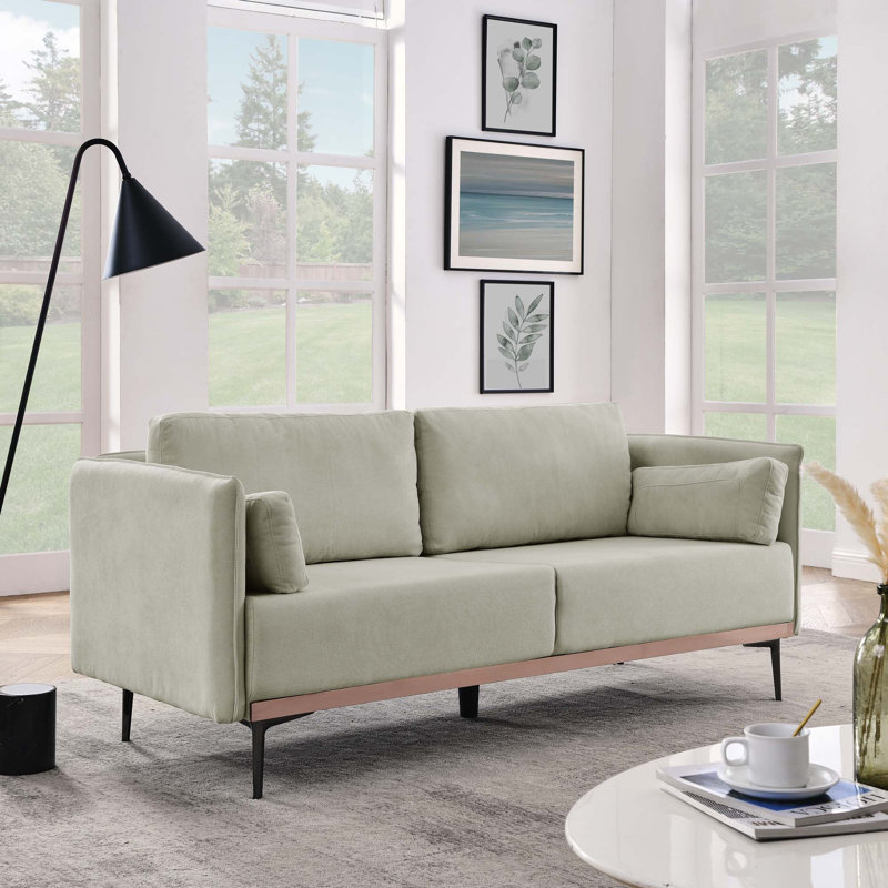 Jeconiah Upholstered 72.83'' Sofa, Beige 100% Linen, 32.28" H x 72.83" W x 31.88" D
