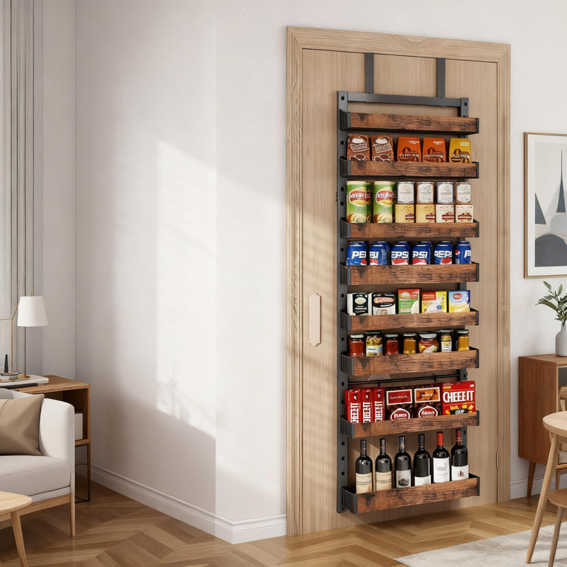 Organisateur de garde-manger au-dessus de la porte et support à épices mural avec 8 paniers réglables pour le rangement des armoires de cuisine et des placards