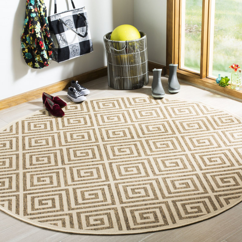 Gowanus Performance Geometric Indoor/Outdoor Area Rug, Round 6'7"