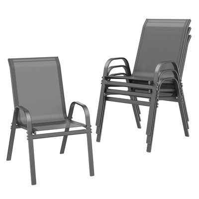 Cristel Stacking Patio Outdoor Dining Armchair(Set of 4)