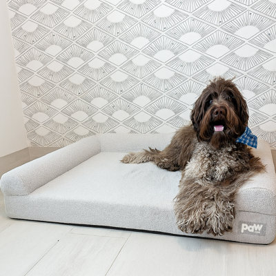 PupLuxe 3-Bolster Dog Bed - Grey Boucle