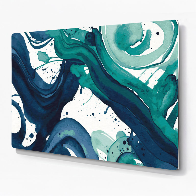 Aquarelle abstraite, art mural en métal bleu 11, H 11 po x l 14 po