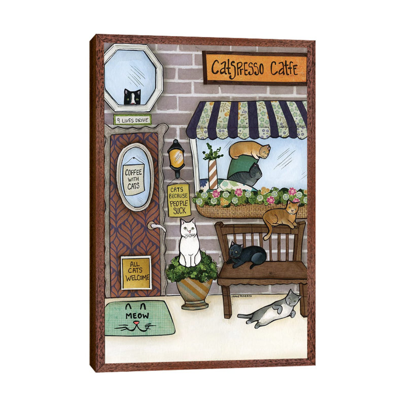 Cats by Jamie Morath - Print on Canvas, Classic Brown Wood Floater Framed, 101.6cm H x 66.04cm W x 3.81cm D
