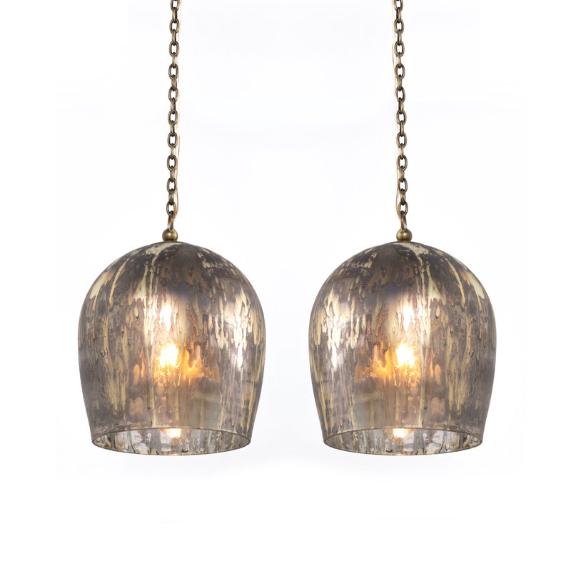 2 - Light Antique Brass Dome Pendant