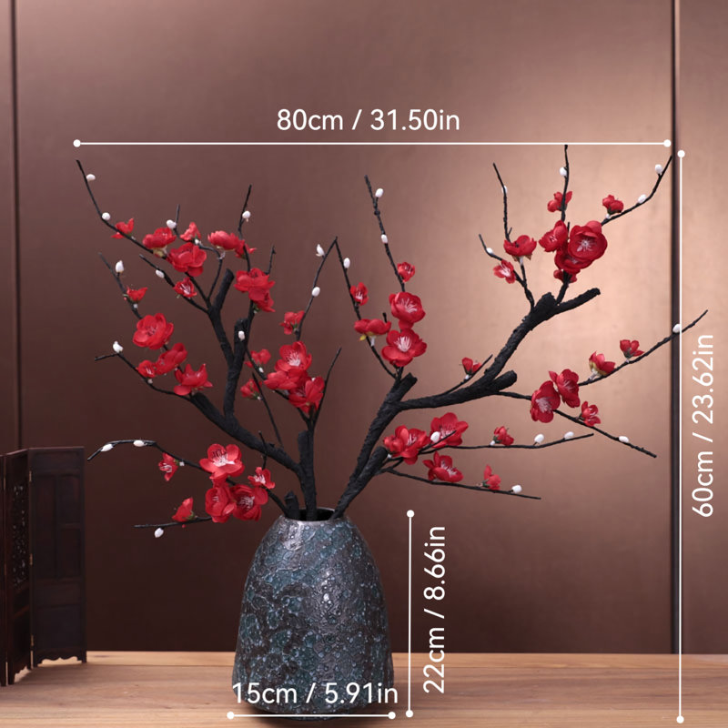 Plum Blossom Simulation Flower Vase Decoration, Red