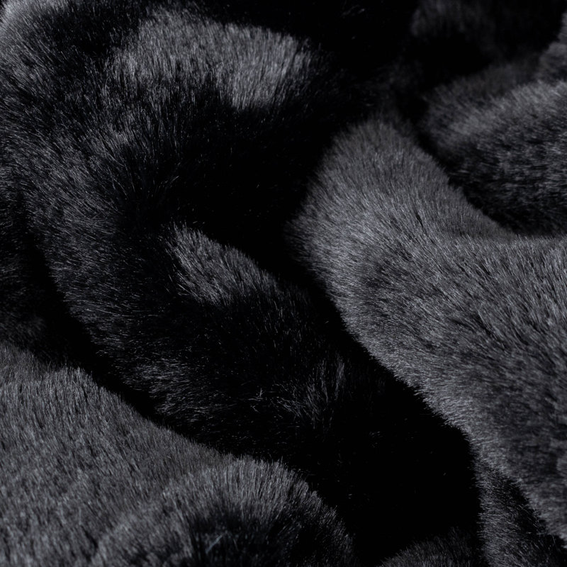 Kallu Throw Machine Woven Throw Blanket, Black, 130cm W x 180cm L