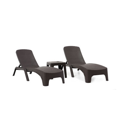 Roma Outdoor Wicker Chaise Lounge with Table