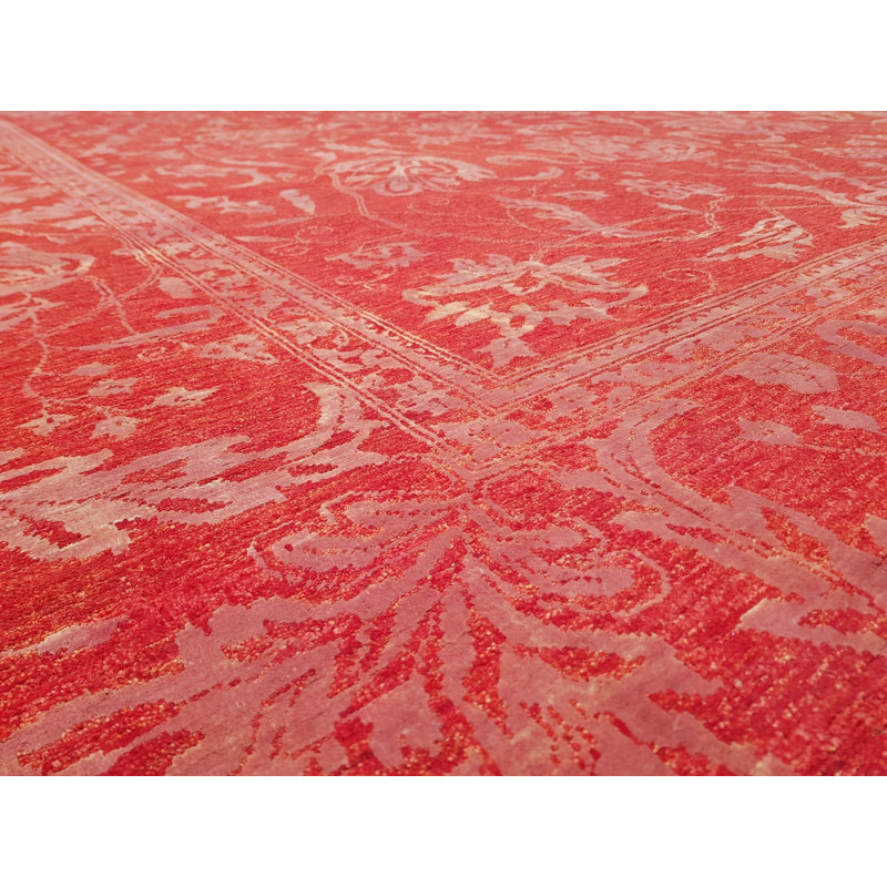 Tapis rouge / cerise / rose unique 9 pi 10 po x 13 pi 9 po Agra