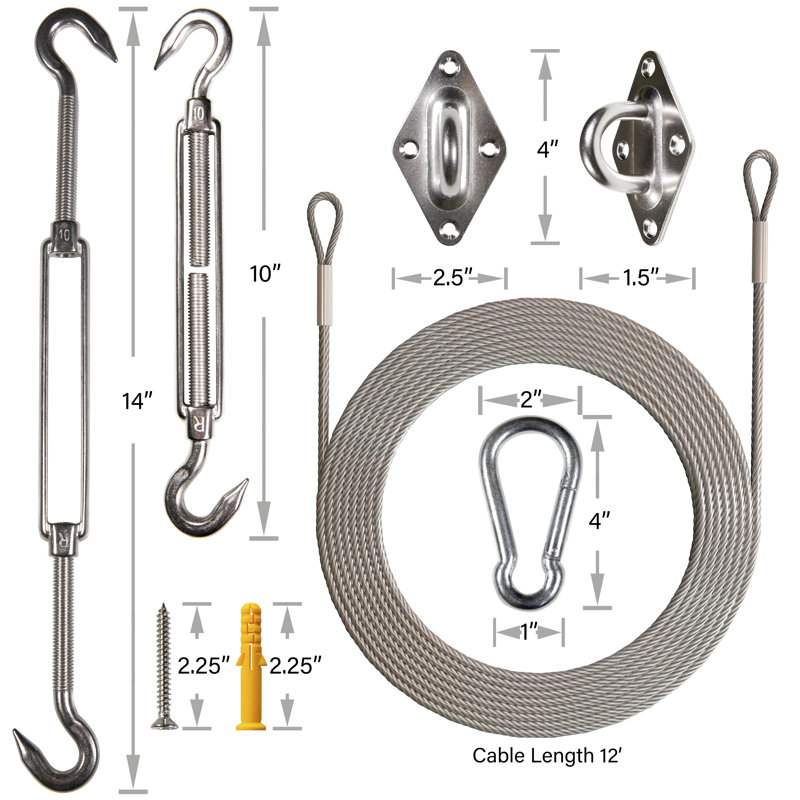 Stainless Steel Shade Sail Installation Hardware Kit