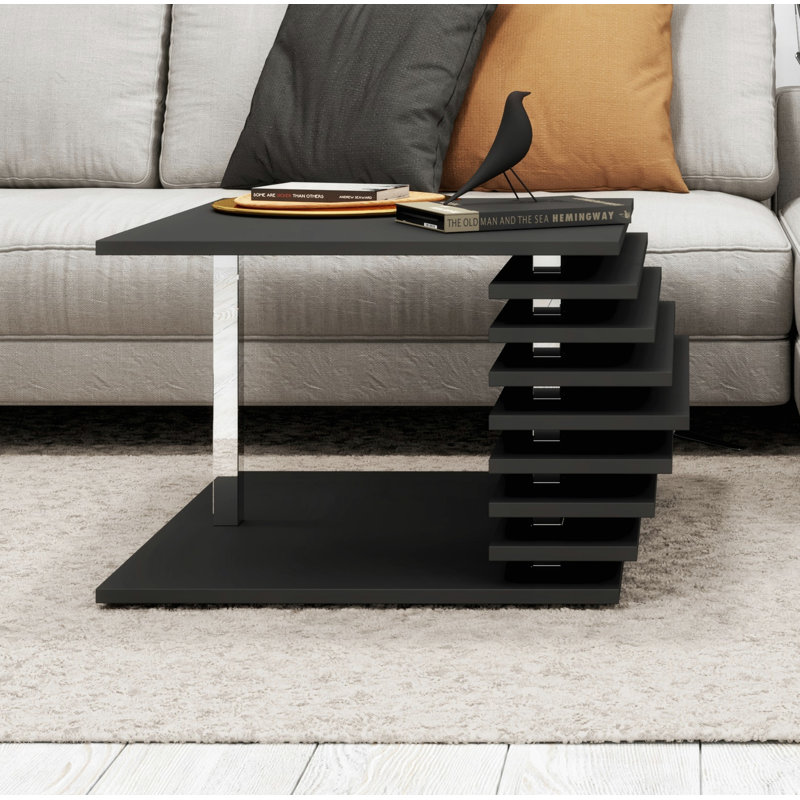 Linney Floor Shelf Coffee Table, 45" H x 70" W x 70" D, Black