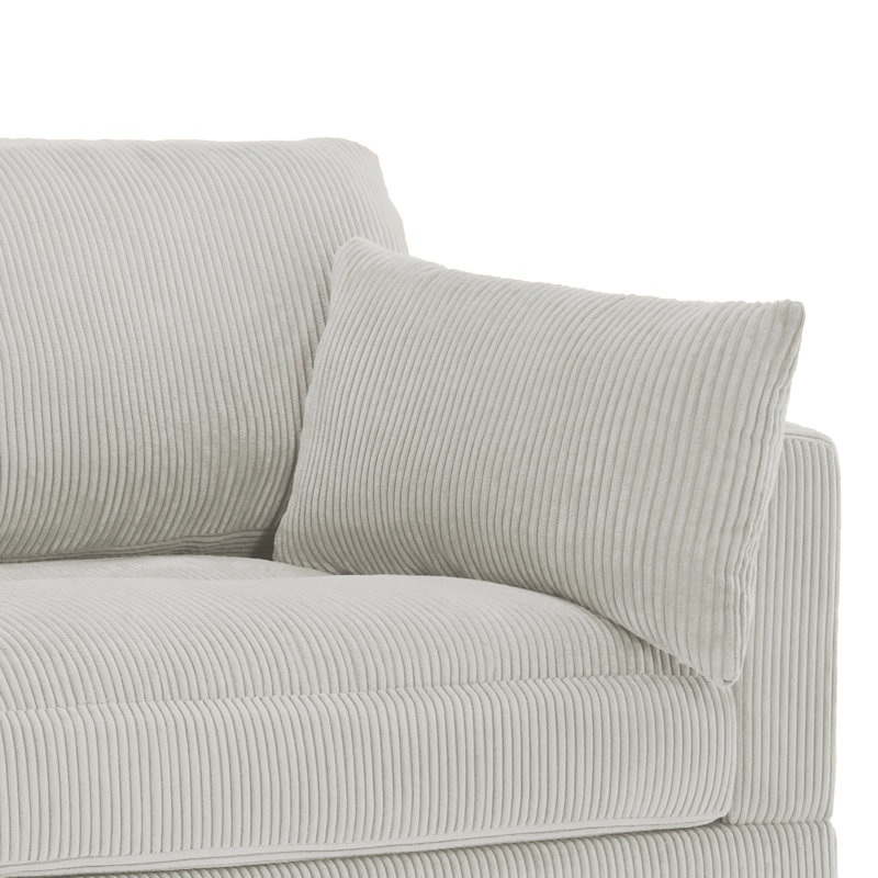 Canapé modulaire en velours côtelé Maelina , Velours côtelé gris sel de mer, H 30,7 po x l 161,4 po x P 68,1 po
