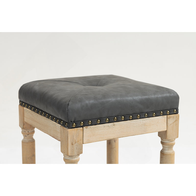 Ensemble de 2 tabourets de comptoir capitonnés en bois de 2 pouces