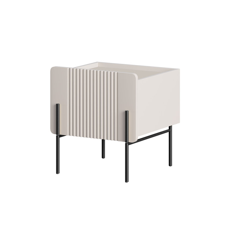Ousmane 45 cm W Laminate Bedside Table, Black/Beige