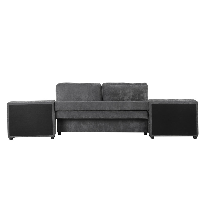 Canapé-lit modulaire avec deux tablettes de rangement Modern, Gris foncé