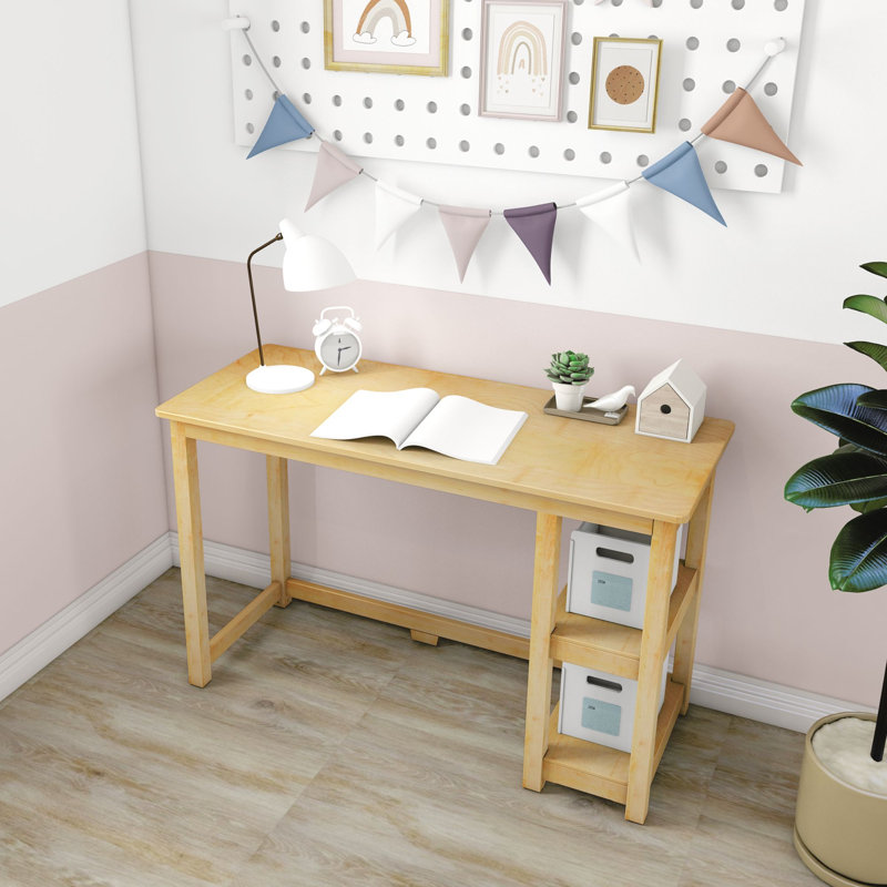Nikolaos Medium Desk W/ Shelves K/D, Natural