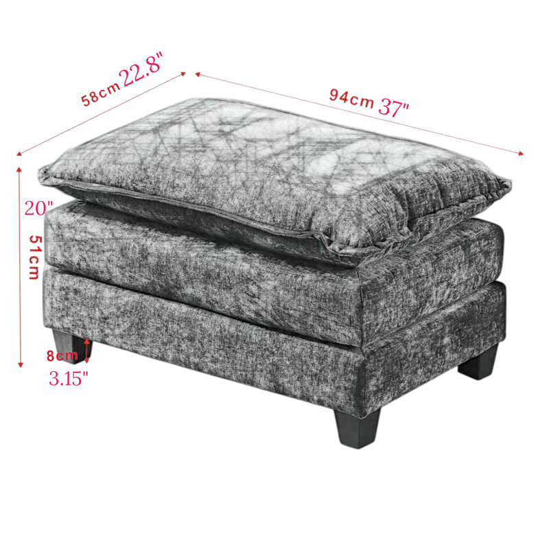 Repose-pieds rembourré en chenille avec coussin en mousse compressée Geneveve Chenille, Vert