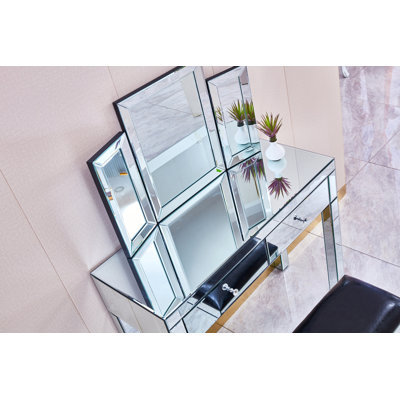 W 39.4 Inch X D 15.7 Inch X H 31.5 Inch Mirror Desktop Dressing Table, 2 Drawer Dressing Table, Suitable For Home Offices