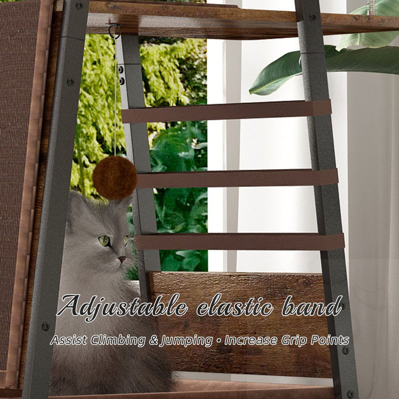 Arbre à chat avec planche à gratter, perchoir, hamac et coussinets amovibles