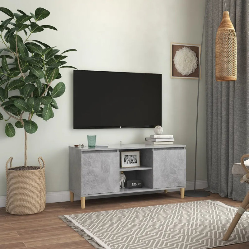 Kaj Unfinished TV Stand for TVs up to 43", Concrete Grey/Oak