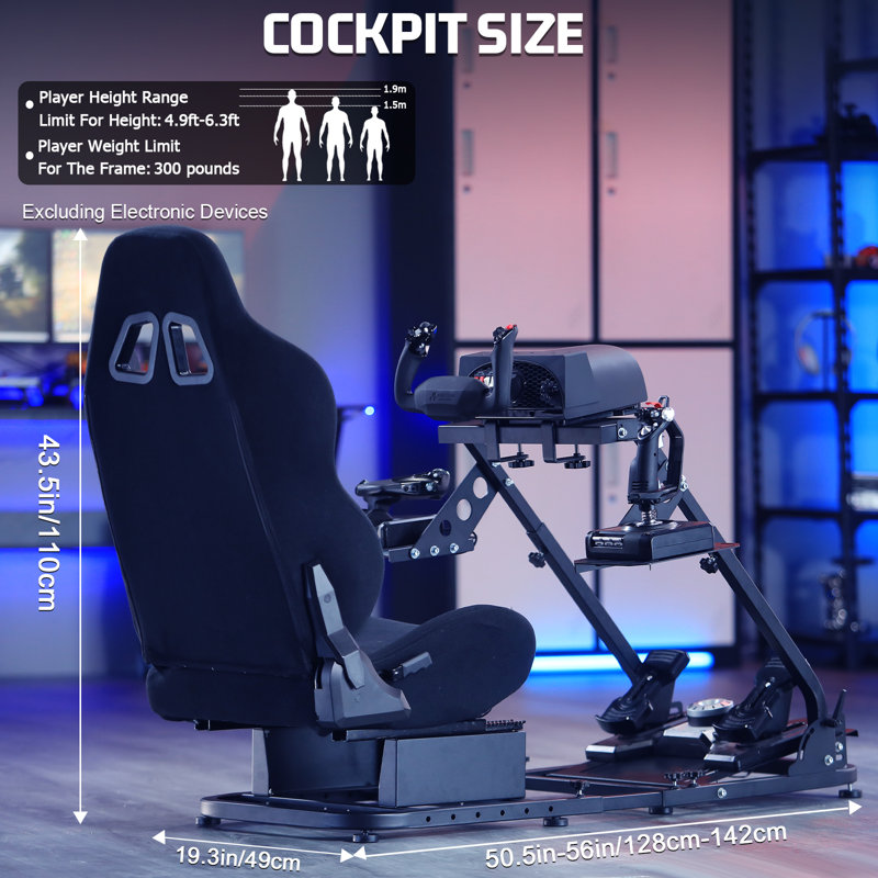 Anman  Racing Flight Sim Cockpit with Gaming Seat Fit Thrustmaster Hotas, Not Include Steering wheel & Wheels & Pedals and Shifter Handbrake