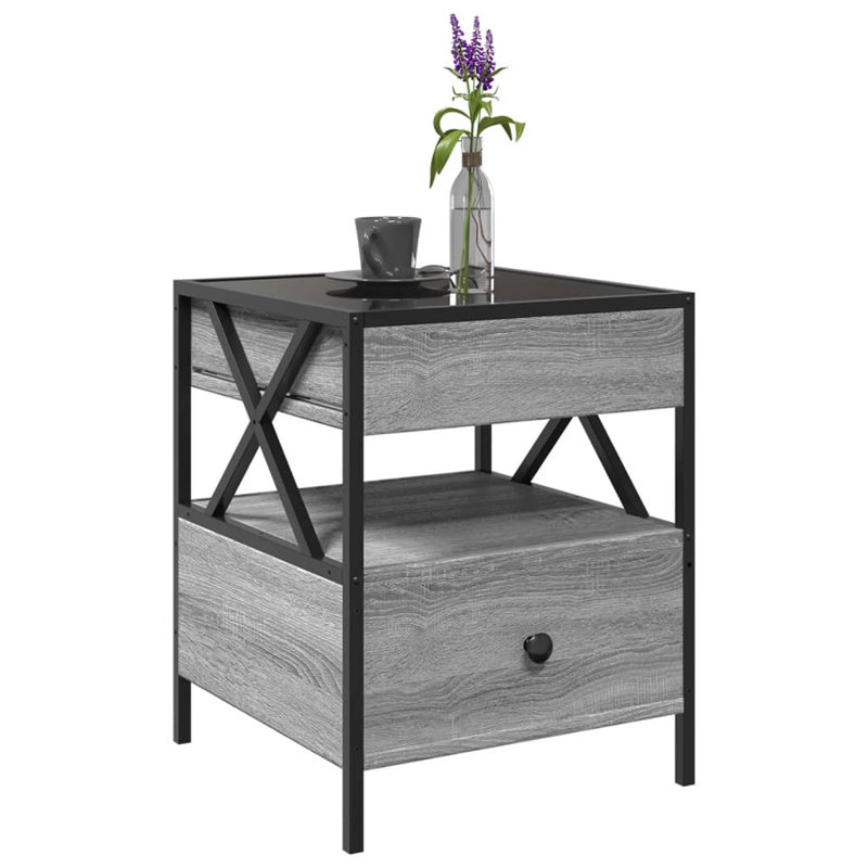 Cvitan Coffee Table with Storage, 51cm H x 40cm L x 40cm W, Grey Sonoma