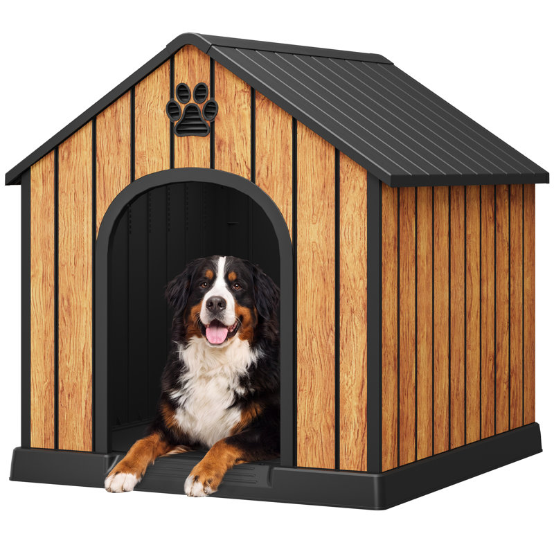 Grande niche résistante aux intempéries – Niche d'extérieur en résine pour chiens de races moyennes à grandes, avec ventilation