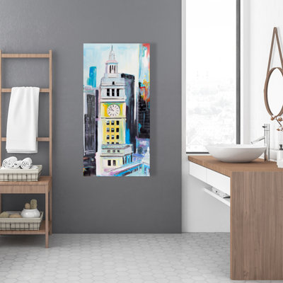 Colorful Cityscape of Manhattan - Building Yellow Canvas Art
